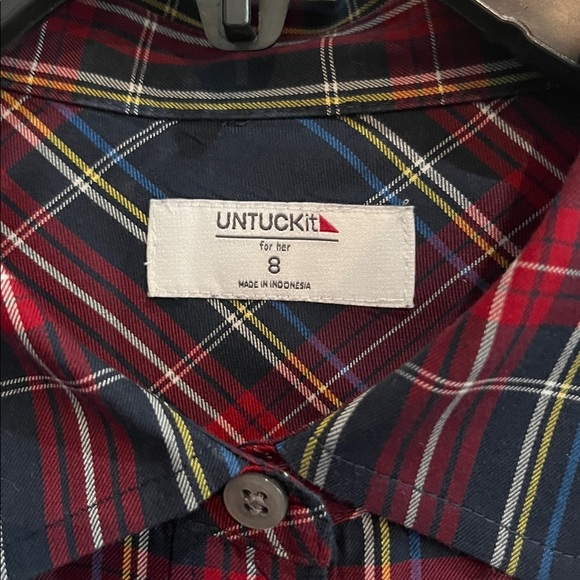 UNTUCKit for her Sadie Plaid Button Down Blouse Top Size 8 - Picture 4 of 7